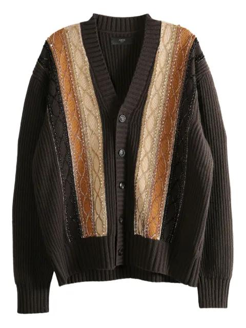 striped-detail patterned cardigan by AMIRI