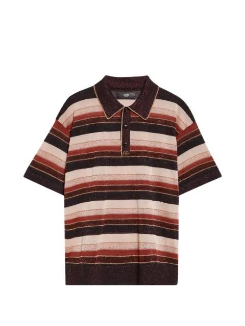striped glitter-effect polo shirt by AMIRI