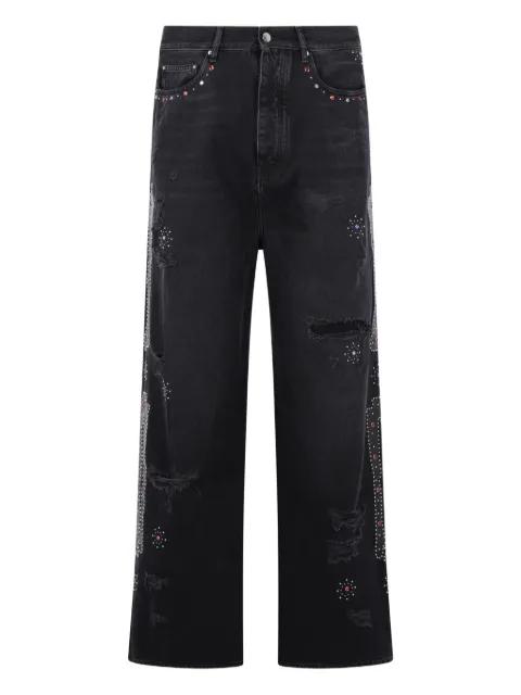 studded ripped wide-leg jeans by AMIRI