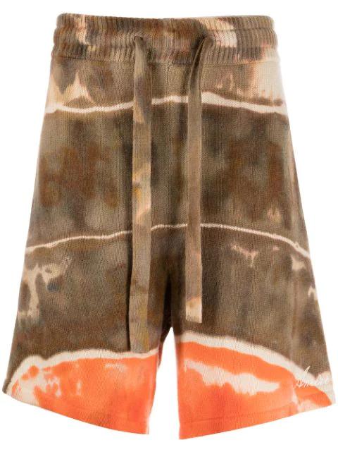 tie-dye cashmere track shorts by AMIRI