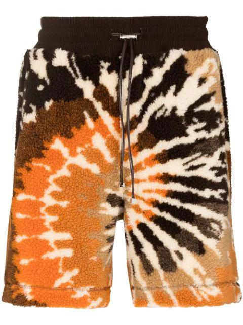 tie-dye fleece shorts by AMIRI