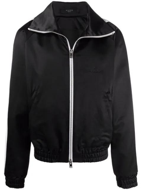 zip-up satin track jacket by AMIRI