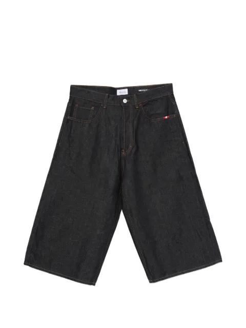 Raw contrast-stitch denim shorts by AMISH