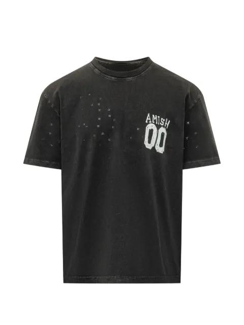 distressed logo-print t-shirt by AMISH