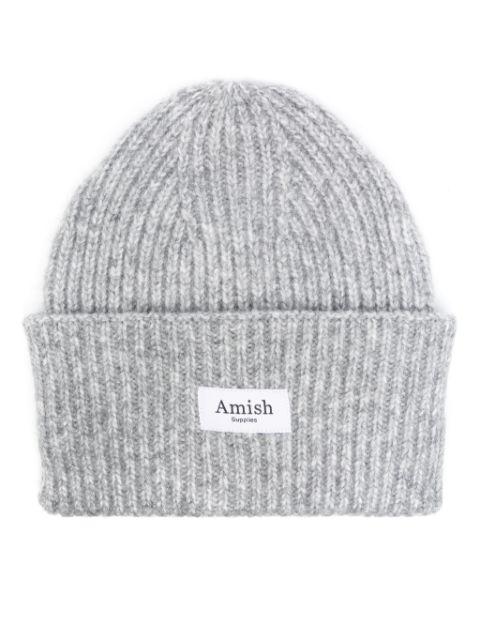 logo-patch beanie by AMISH