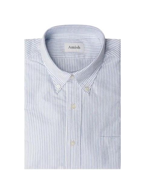 striped chest-pocket shirt by AMISH