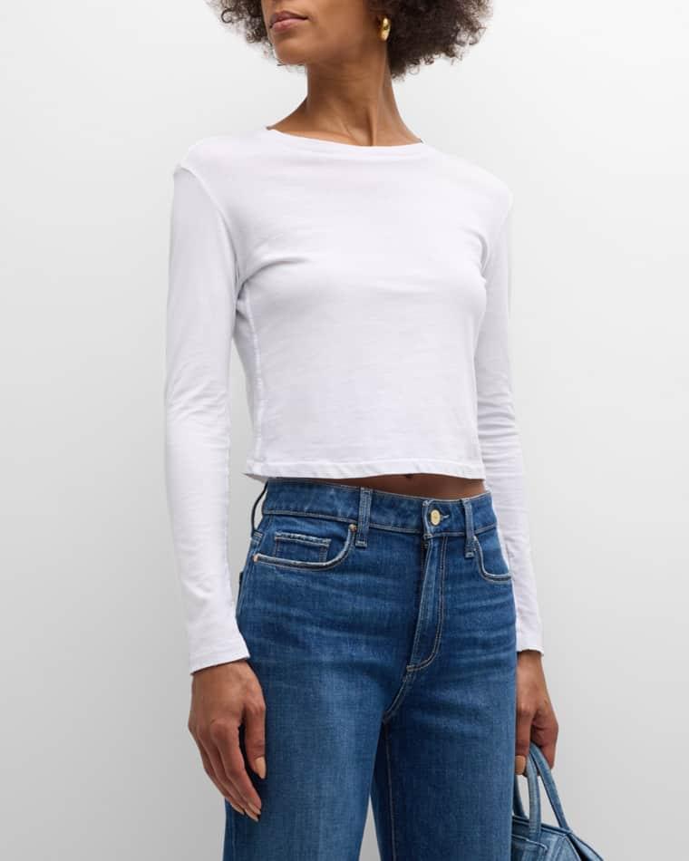 Babe Cropped Long-Sleeve Cotton Tee by AMO DENIM