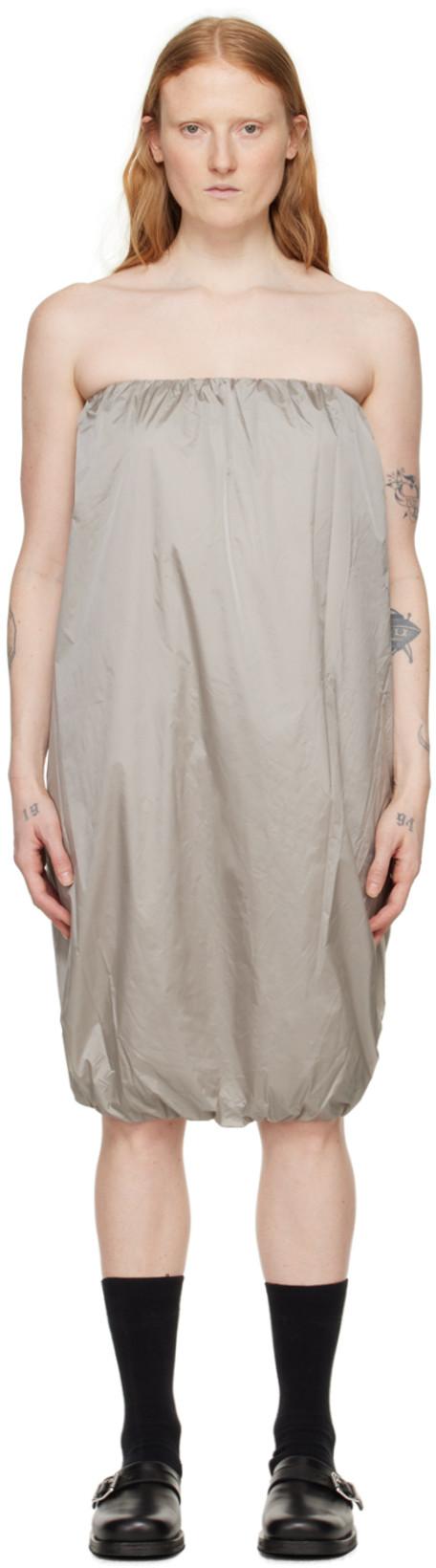 Gray Shirred Minidress by AMOMENTO