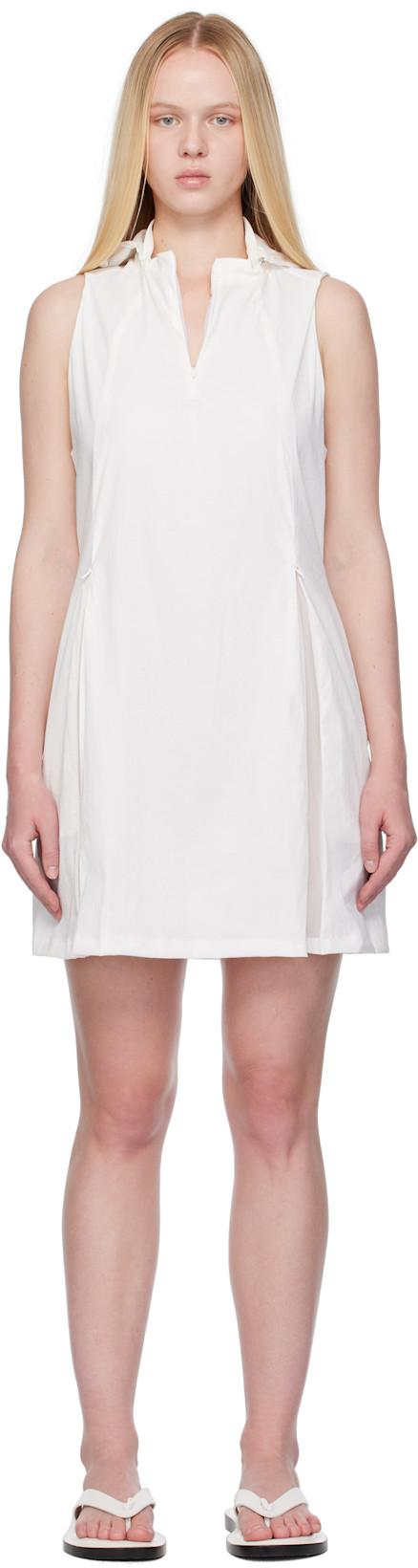 White Nylon Hooded Minidress by AMOMENTO