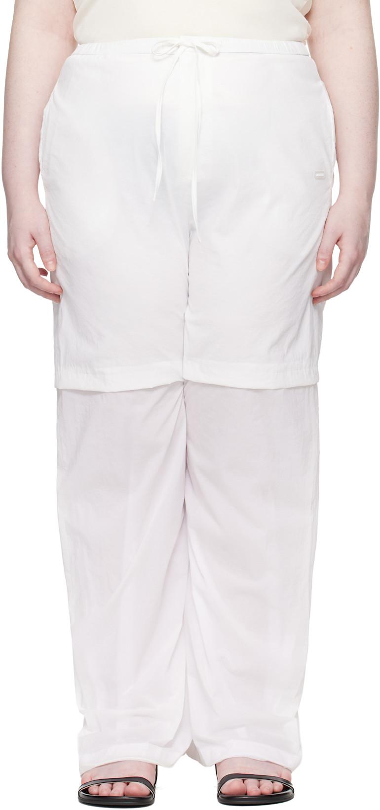 White Nylon Layered Trousers by AMOMENTO