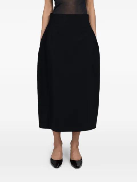 curved-silhouette midi skirt by AMOMENTO