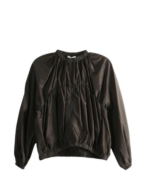 gathered-detail zip-up jacket by AMOMENTO