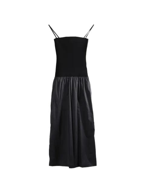 gathered-skirt spaghetti-strap dress by AMOMENTO
