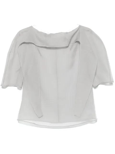 knotted-collar blouse by AMOMENTO