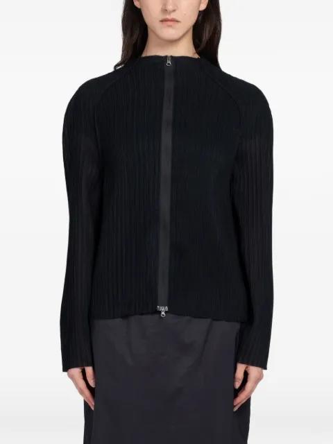 pleated zip-up cardigan by AMOMENTO