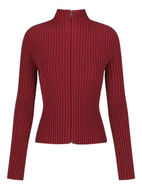 ribbed zip-up cardigan by AMOMENTO