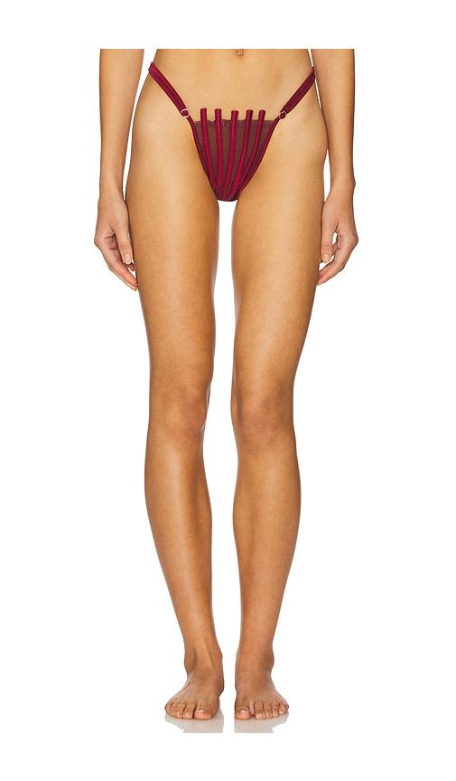 AMOR MIA Corset Bikini Bottom in Burgundy by AMOR MIA