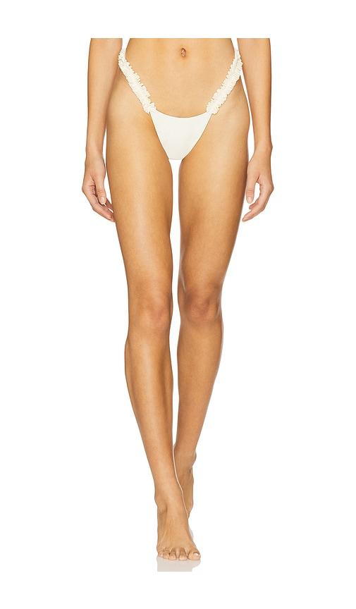 AMOR MIA Ruffled Heart Bikini Bottom in White by AMOR MIA