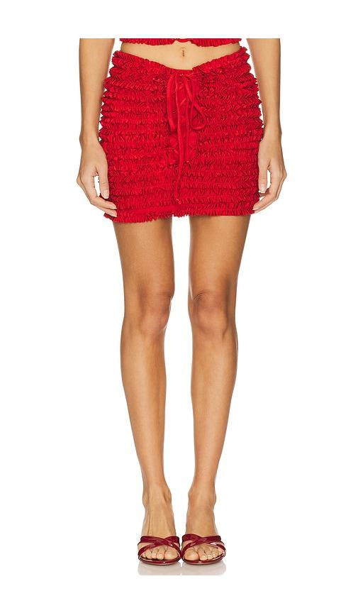 AMOR MIA Ruffled Mini Skirt in Red by AMOR MIA