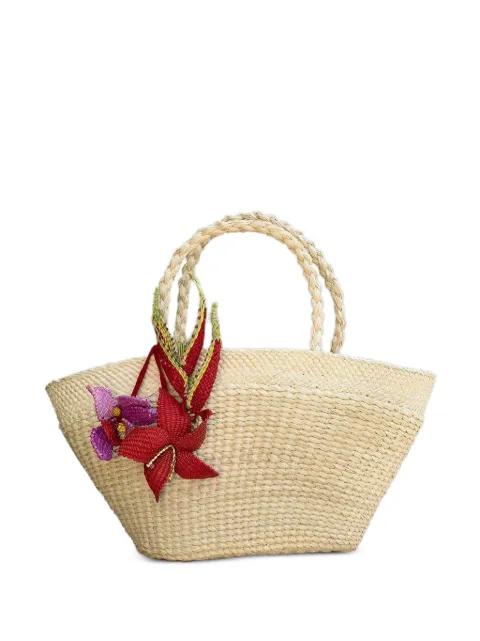 flower-embellishment tote bag by AMOR Y MEZCAL