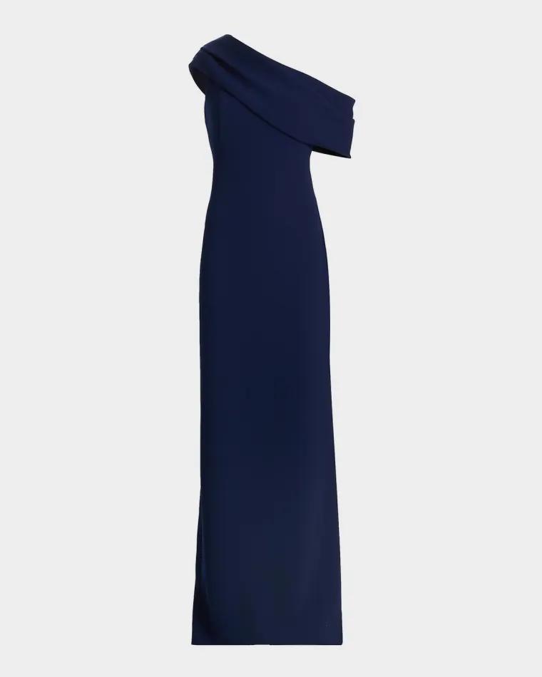 Draped One-Shoulder Gown by AMSALE