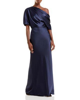 Draped Satin One Shoulder Dress by AMSALE