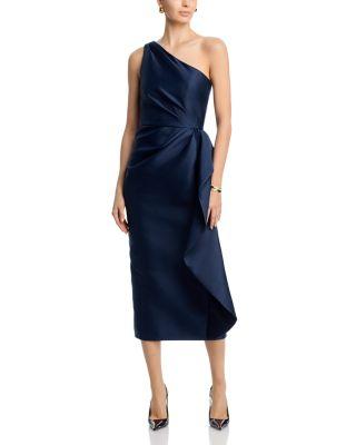 Mikado One Shoulder Cascade Gown by AMSALE