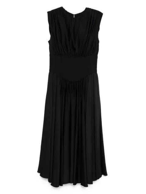 back-crepe corset dress by AMSALE