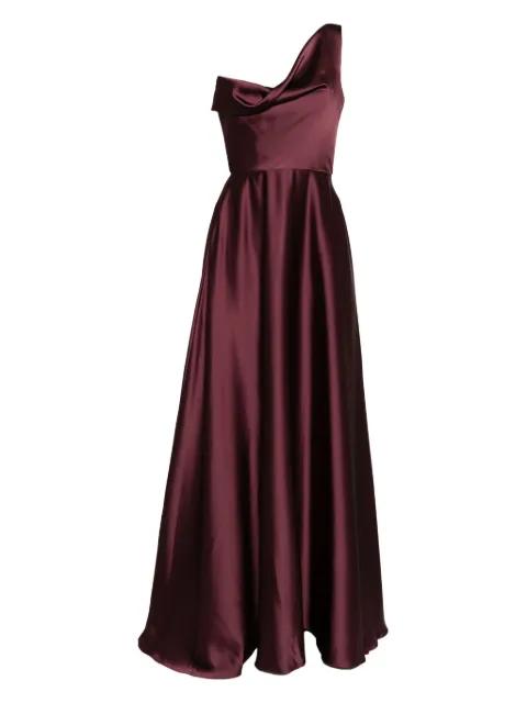 one-shoulder draped gown by AMSALE