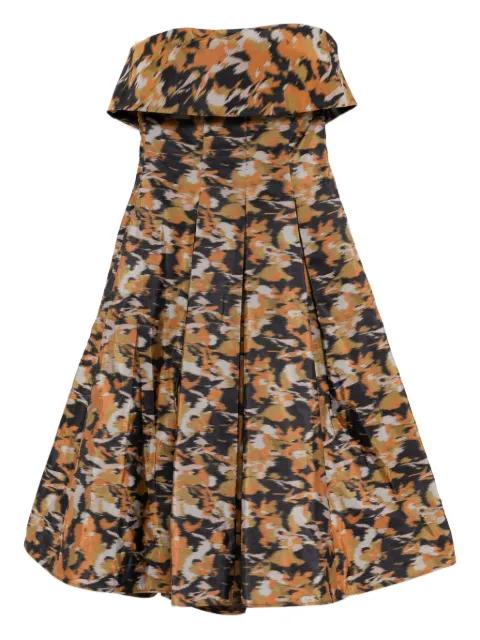 printed pleated dress by AMSALE