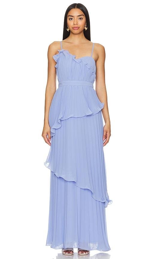 AMUR Cassy Pleated Gown in Baby Blue by AMUR
