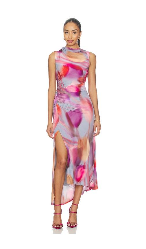 AMUR Kai Asymmetrical Dress in Pink,Purple by AMUR