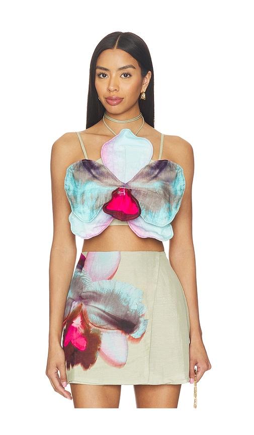 AMUR Maisie 3d Orchid Top in Sage by AMUR
