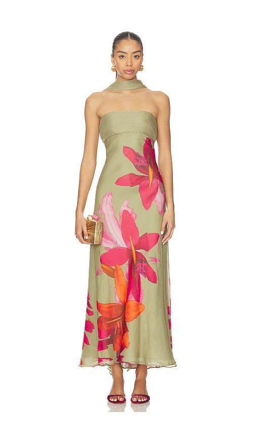 AMUR Palma Bias Gown in Green by AMUR