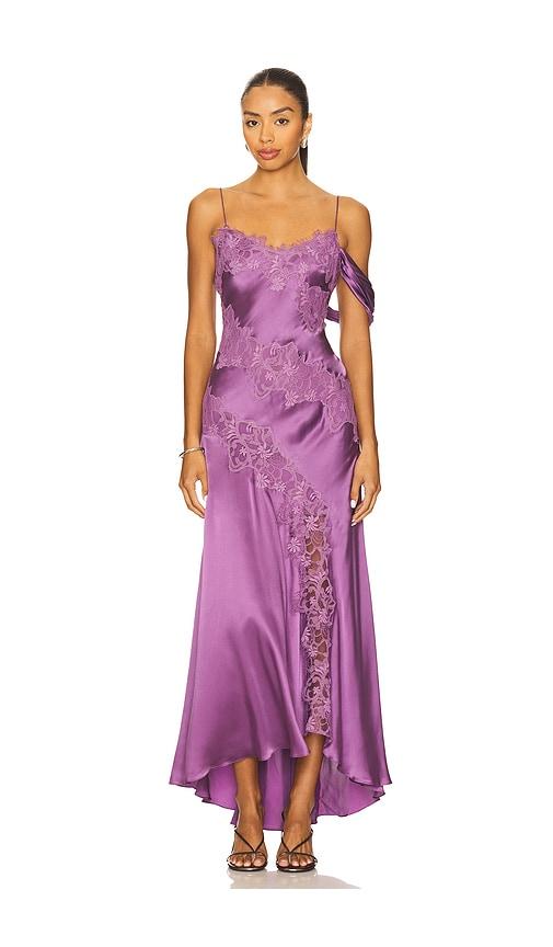 AMUR Reese Cascade Lace Gown in Purple by AMUR