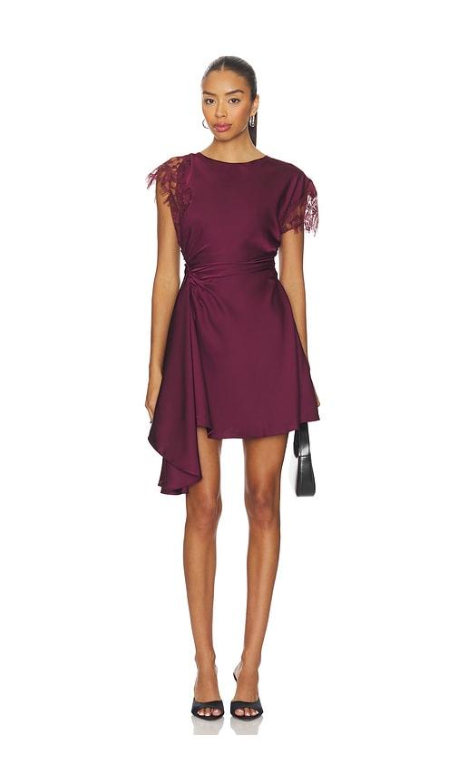 AMUR Zina Ruched Mini Dress in Burgundy by AMUR