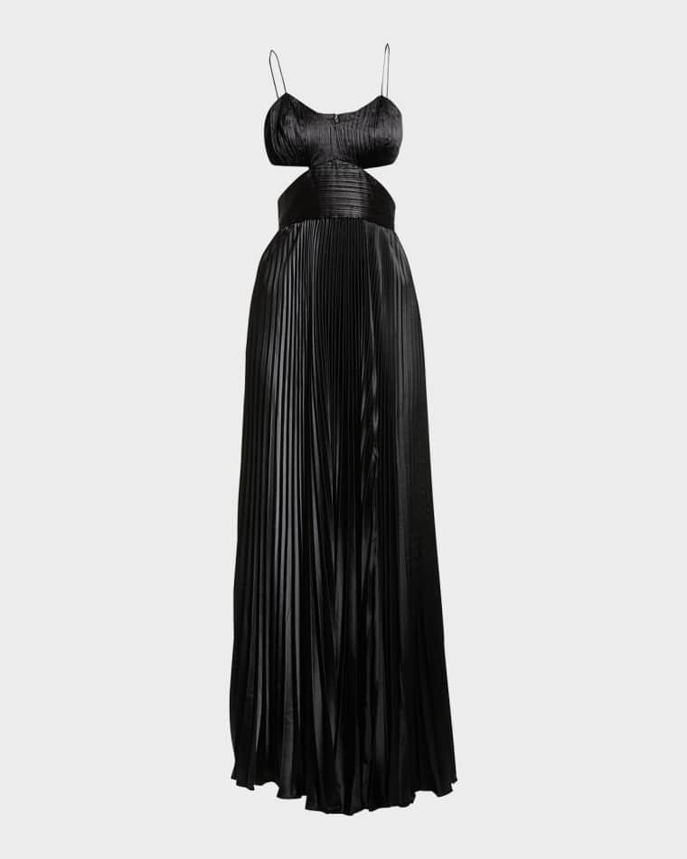 Elodie Pleated Long Cutout Gown by AMUR