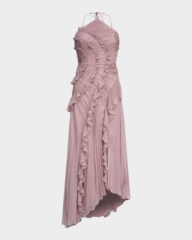Lorelie Pleated Halter Gown by AMUR