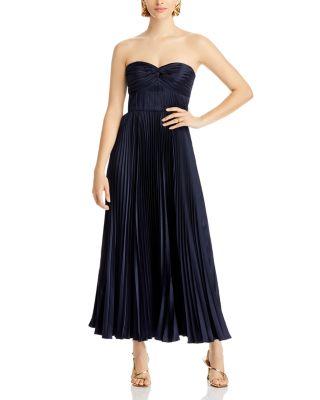 Ruched Bustier Pleated Dress by AMUR