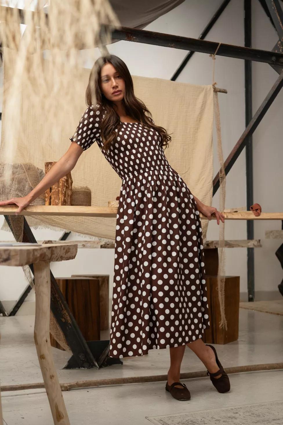 Amy Lynn Matilda Pure Cotton Polka Dot Midi Dress by AMY LYNN