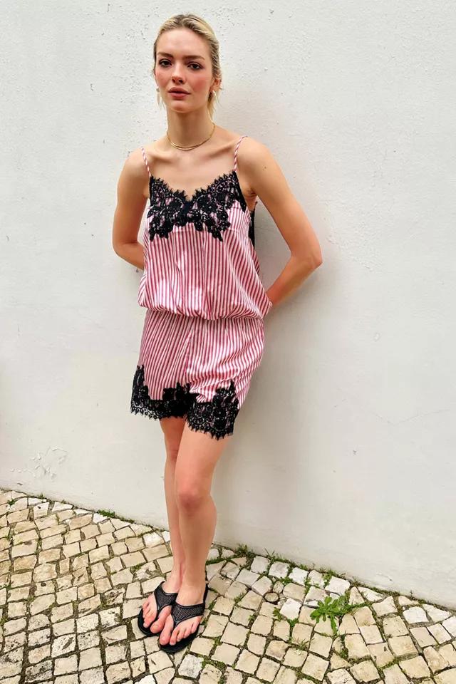 Amy Lynn Palma Satin Lace Playsuit by AMY LYNN