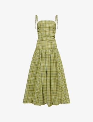 Cher Alexa Plaid-Pattern Puffball Woven Midi Dress by AMY LYNN