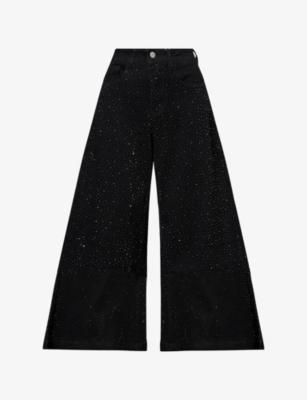 Demi Diamante Wide-Leg Stretch-Denim Blend Jeans by AMY LYNN