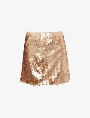 Goldy Sequin Woven Mini Skirt by AMY LYNN