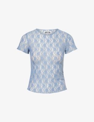 Orla Round-Neck Floral-Lace Woven T-Shirt by AMY LYNN