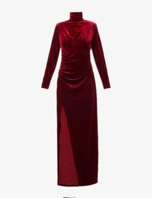 Sharron long-sleeved velvet midi dress by AMY LYNN