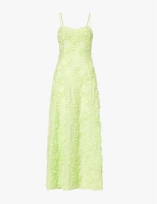 Sofia Chartreuse flower-patch-embellishment slim-fit woven maxi dress by AMY LYNN Sofia Chartreuse flower-patch-embellishment slim-fit woven maxi dress by AMY LYNN