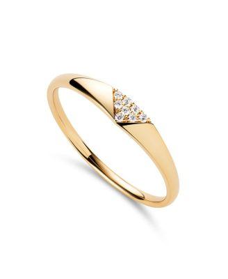 Solid Yellow Gold Lab-Grown Diamond Trillion Signet Ring by ANA LUISA