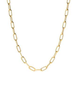 Solid Yellow Gold Large Paperclip Necklace by ANA LUISA