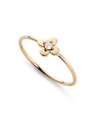 Solid Yellow Gold Mini Lab-Grown Diamond Flower Ring by ANA LUISA